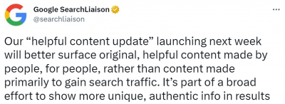 Google SearchLiaison Tweet