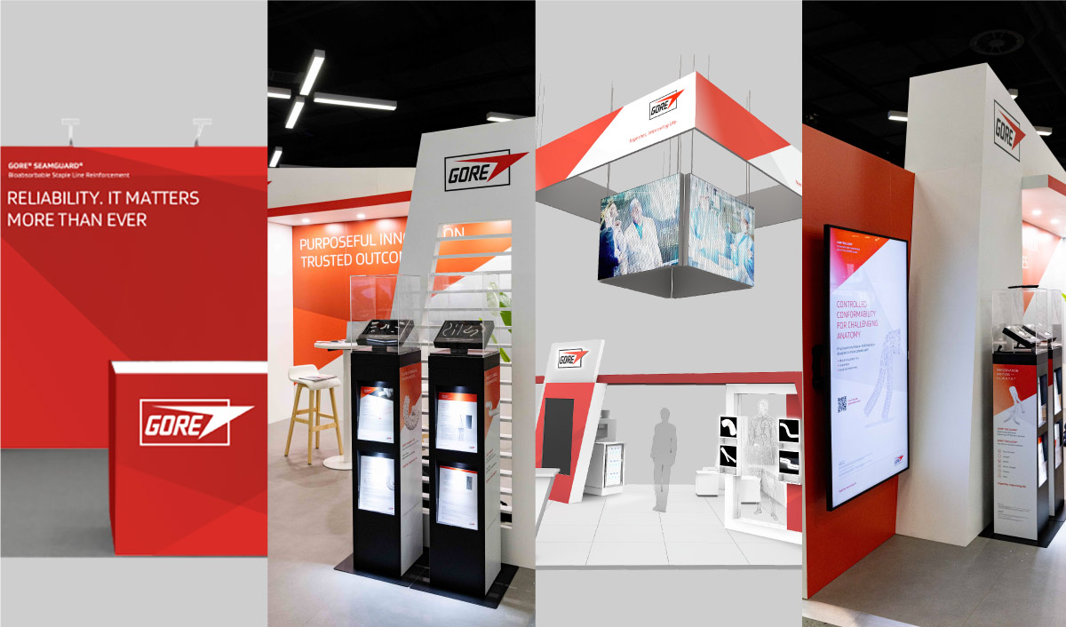 Multiple images of the Gore Trade show stand