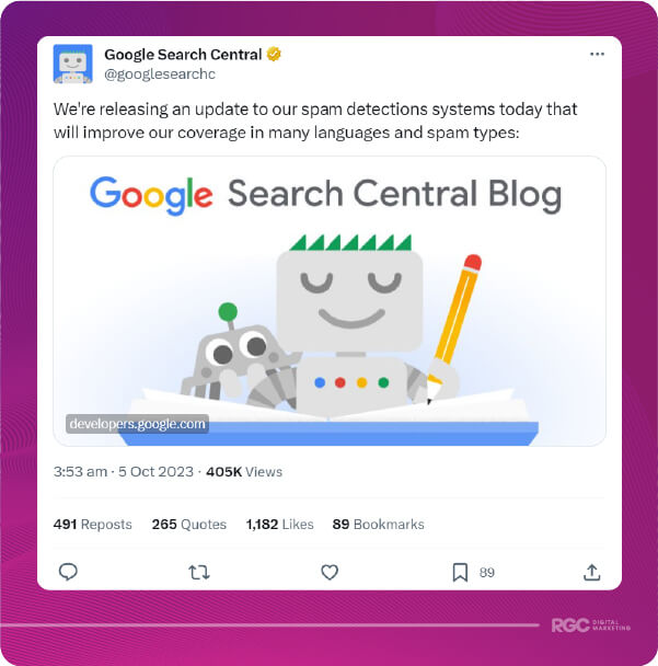 Google Search Central Tweet