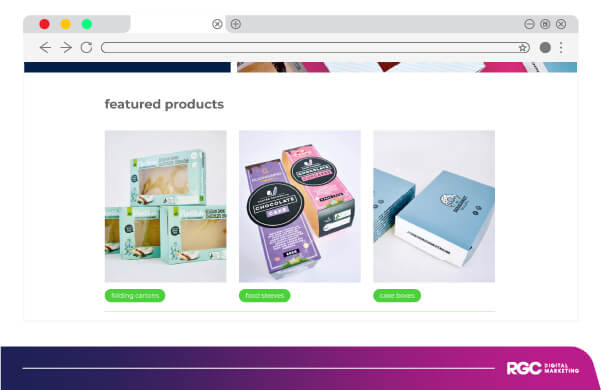 Bespoke and highly personalised web design services showing featured products