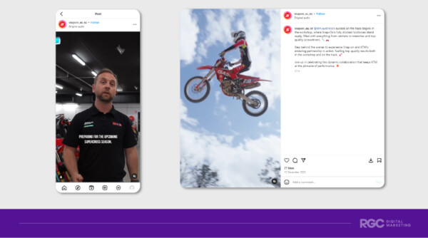 Influencer partnership example - Snap-on and KTM